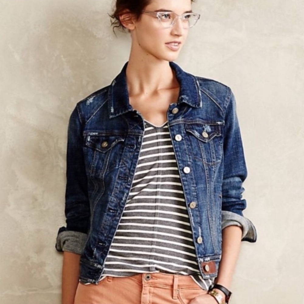 Anthropologie Pilcro and The Letterpress Avie Denim Jean Jacket SZ XS